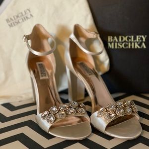 Badgley Mischka Lennox Ivory Satin Heels